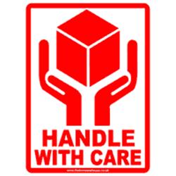 Handle with care labels 80 x 110mm pack of 10